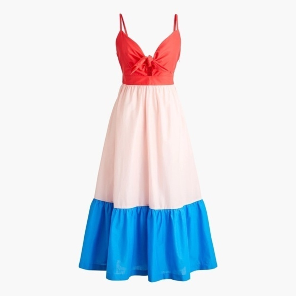Colorblock tie-front cutout midi dress size 12 P I am size L perfect fit!